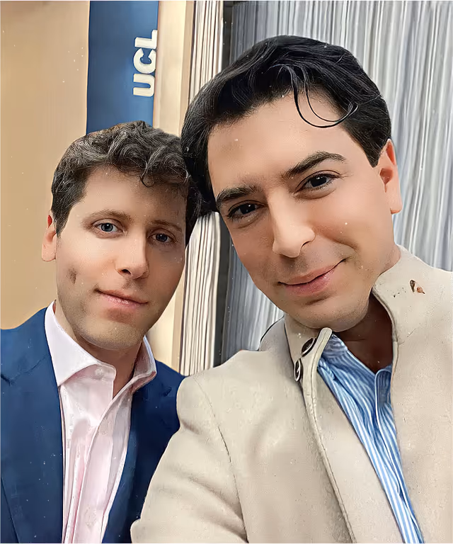 Emin Can Turan with Sam Altman at a UCL event