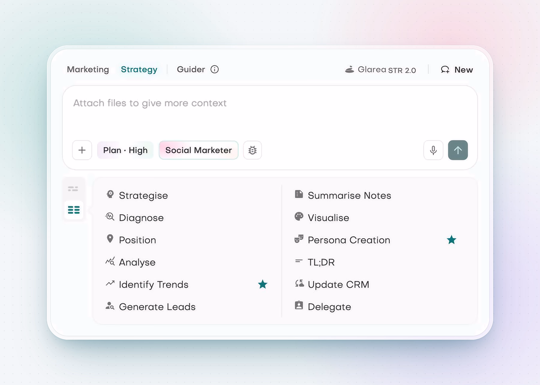 Pebbles Ai Strategy assistant with a message composer, execution controls and strategy skills.